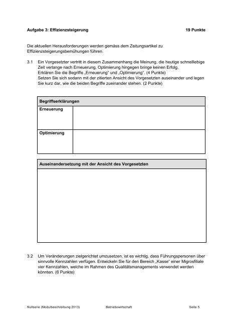 Management Betriebswirtschaft Aufgabenstellung / PDF