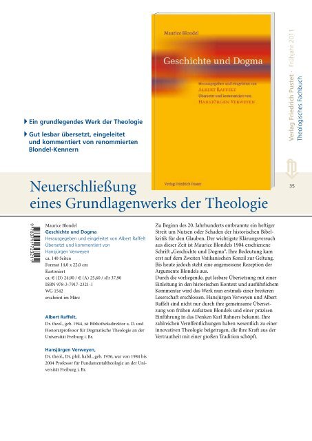 Verlag Friedrich Pustet GE SCH I CHTE T HEO LO GIE