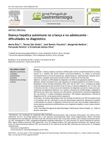 DoenÃ§a hepÃ¡tica autoimune na crianÃ§a e no adolescente ... - SciELO