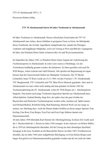 Bericht m. Ehrungen - TTV 45 Altenkunstadt