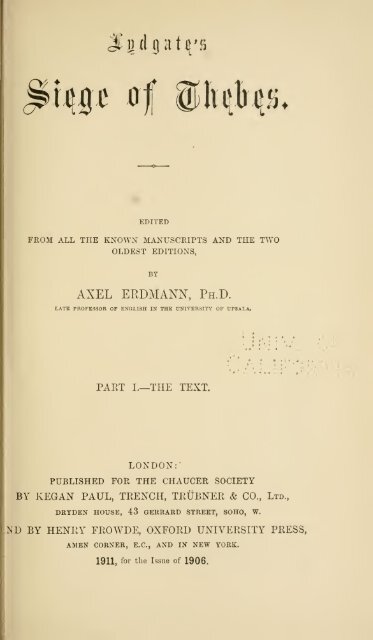 Lydgate's Siege of Thebes