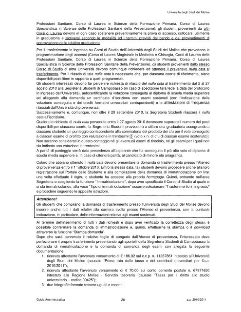 Guida dello Studente - UniversitÃ  degli Studi del Molise