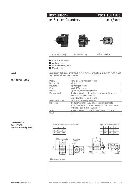 Types 101/103 301/309 - Hengstler Encoders