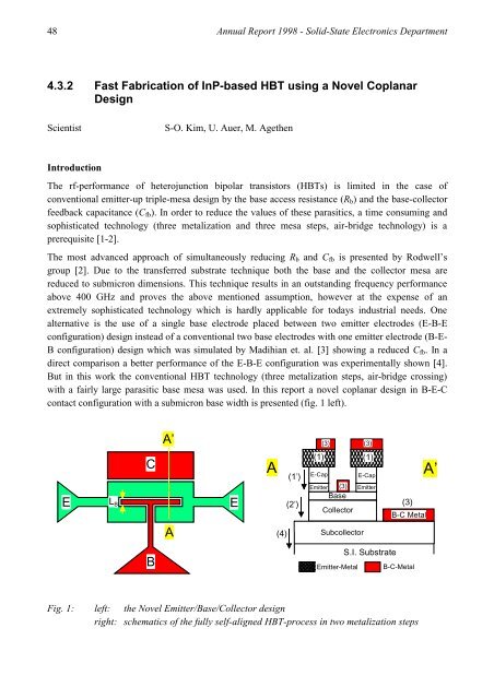 Fast Fabrication of InP-based HBT using a Novel Coplanar Design