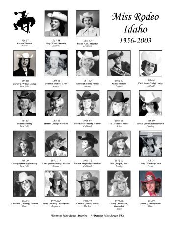 Miss Rodeo Idaho 1956-2003