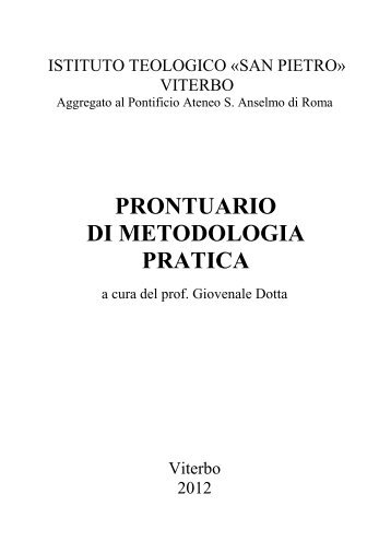 Prontuario di metodologia pratica - Istituto Teologico San Pietro