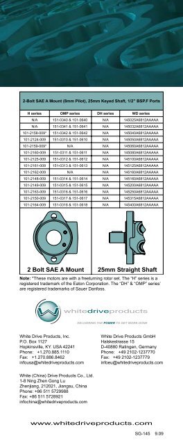 Competitor Cross Reference - White Drive Products, Inc.