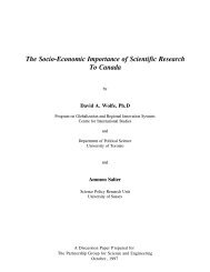 The Socio-Economic Importance of Scientific Research To Canada