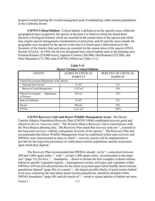 West Mojave Plan FEIR/S - Desert Managers Group