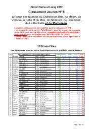 Circuit Seine et Loing 2012 Classement Jeunes NÂ° 8 - Tournoi.fft.fr