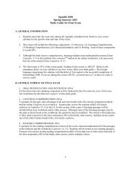 Spanish 2600 Spring Semester 2013 Study Guide for Final Exam