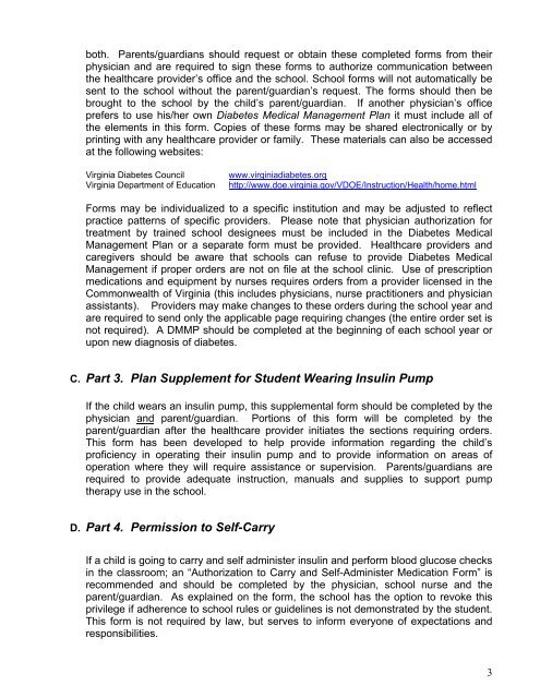 Diabetes Medical Management Plan (DMMP) Forms