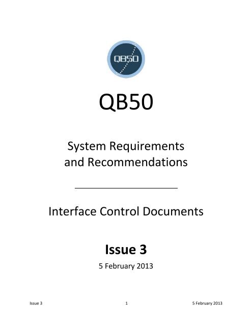 QB50 System Requirements Document