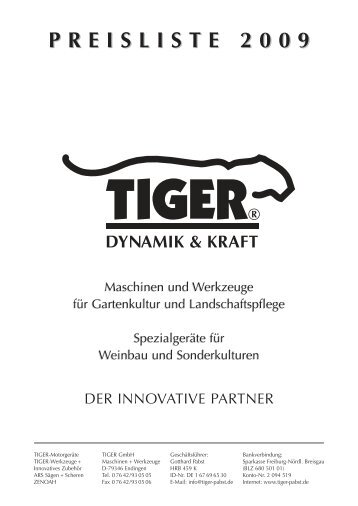 PREISLISTE 2009 - Tiger Pabst GmbH