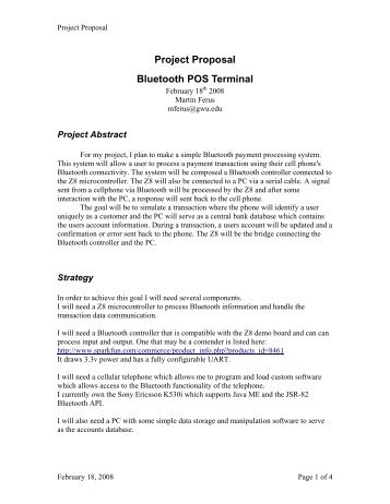 Project Proposal Bluetooth POS Terminal - Atomic Rhubarb