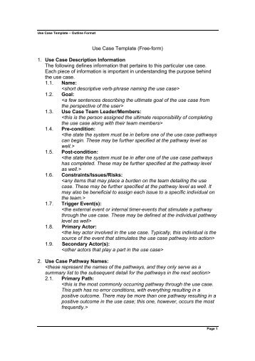 Use Case Template (Free-form) 1. Use Case Description Information ...