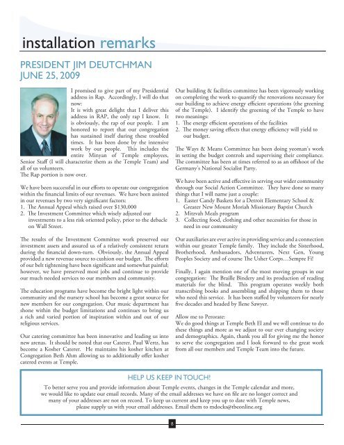 Aug Bulletin 09.indd - Temple Beth El