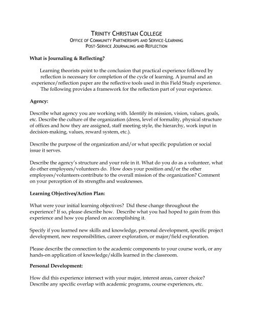 example of reflection paper about community service