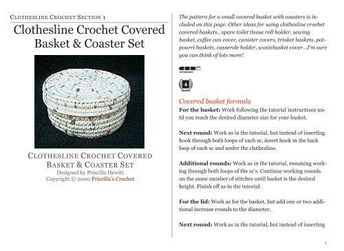 Clothesline Crochet Covered Basket & Coaster Set - Priscilla's Crochet