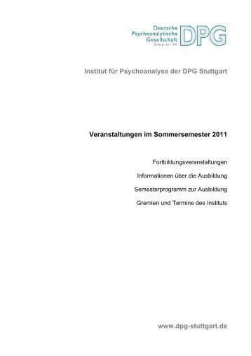 Institut fÃ¼r Psychoanalyse der DPG Stuttgart Veranstaltungen im ...