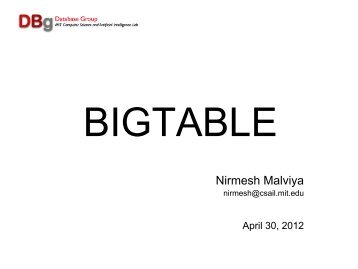 Nirmesh Malviya - MIT Database Group