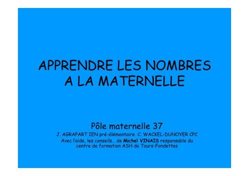 Apprendre les nombres Ã  la maternelle