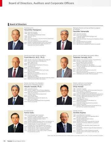 Board of Directors, Auditors and Corporate Officers - Takeda