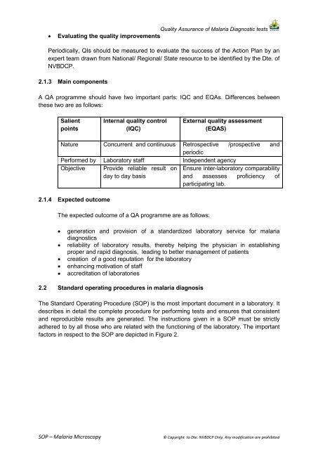 SOP â Malaria Microscopy - NVBDCP