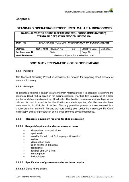 SOP â Malaria Microscopy - NVBDCP