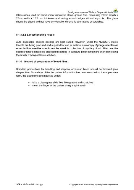 SOP â Malaria Microscopy - NVBDCP