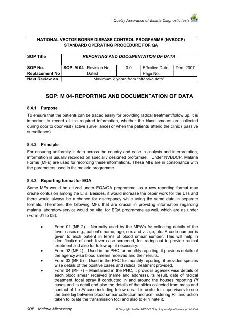 SOP â Malaria Microscopy - NVBDCP