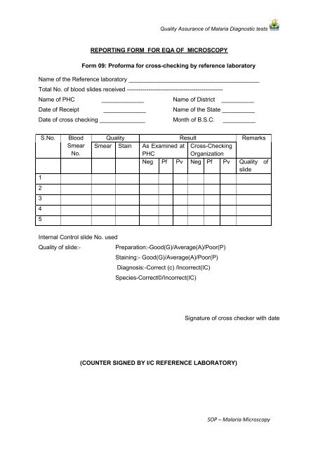 SOP â Malaria Microscopy - NVBDCP