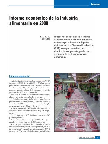 Informe econÃ³mico de la industria alimentaria en 2008 - Eurocarne