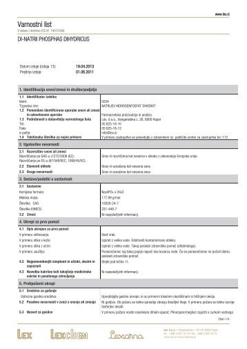 Varnostni list - Lex doo