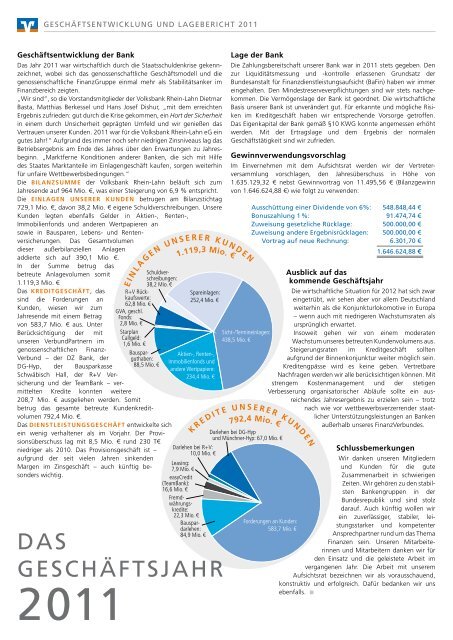 Jahresbericht 2011 - Volksbank Rhein-Lahn eG