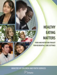 healthy eating matters - Ministry of Children and Youth Services