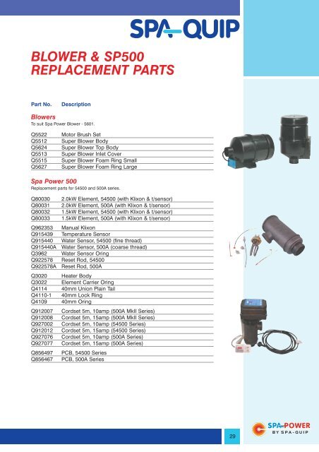 Product Catalogue - Spa-Quip