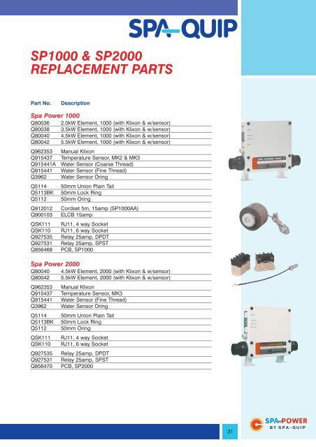 Product Catalogue - Spa-Quip