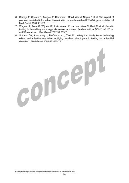 Concept Richtlijn Erfelijke darmkanker 2007 versie 7 - Oncoline