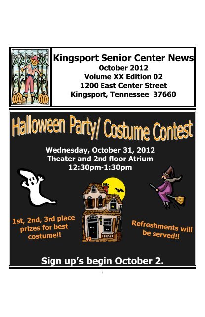 October newsletter - City of Kingsport Tennessee Senior Center