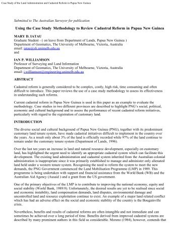 Using the case study methodology to review cadastral reform in ...