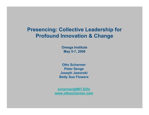 Presencing: Collective Leadership for Profound ... - Otto Scharmer