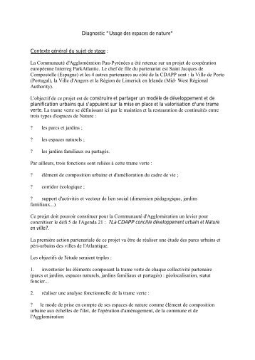 Diagnostic "Usage des espaces de nature" Contexte gÃ©nÃ©ral du ...