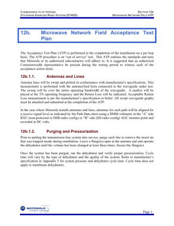 12b. Microwave Network Field Acceptance Test Plan - Virginia State ...