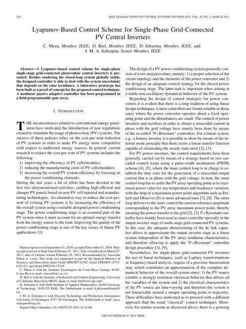 Lyapunov-Based Control Scheme for Single-Phase Grid ... - ITM