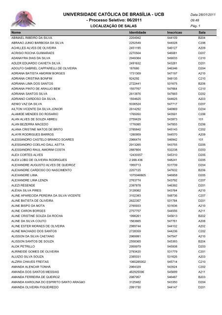 LOCALIZAÃÃO DE SALAS - Universidade CatÃ³lica de BrasÃ­lia