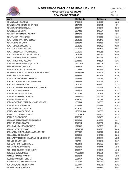 LOCALIZAÃÃO DE SALAS - Universidade CatÃ³lica de BrasÃ­lia