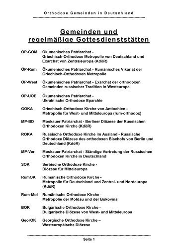 Gemeinden und regelmäßige Gottesdienststätten - Orthodoxe ...