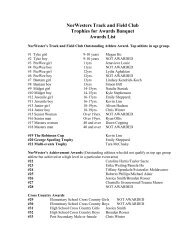 NorWesters Track and Field Club Trophies for Awards Banquet