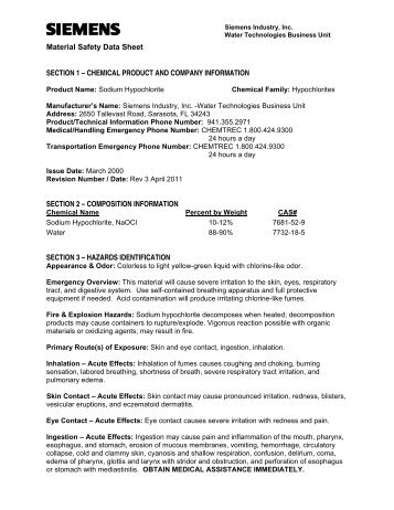 Sodium Hypochlorite - Siemens